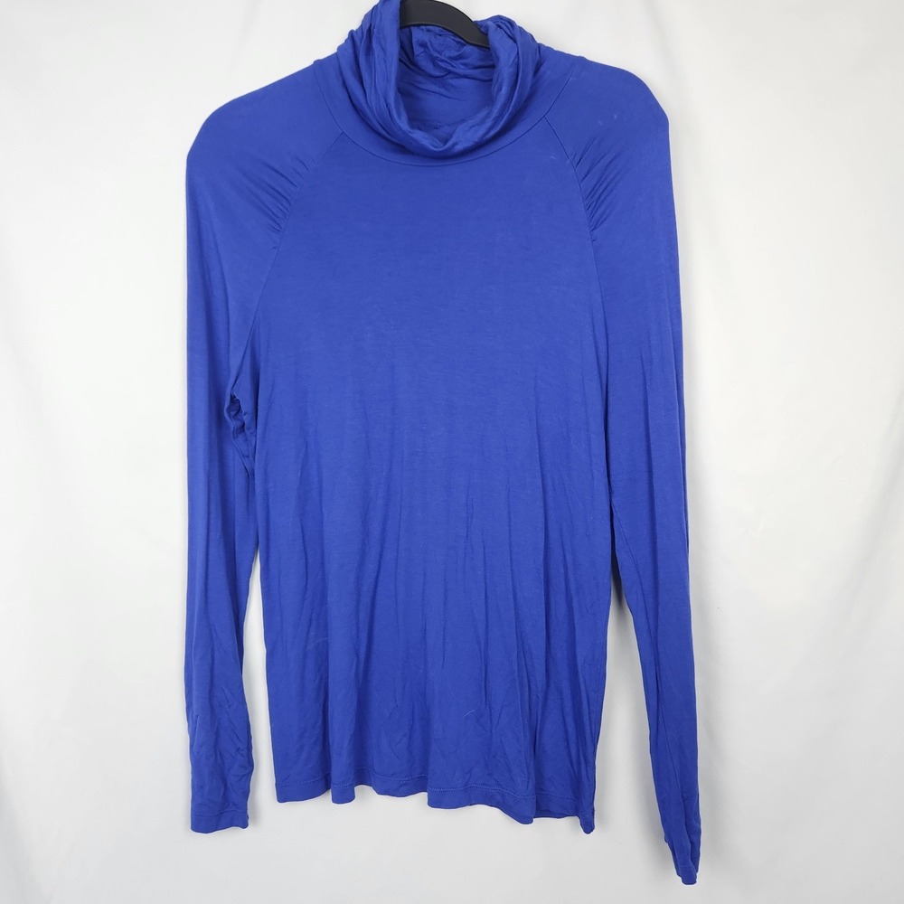New York and Company Rayon Spandex Long Sleeve Turtleneck Blue‎ Size Large
